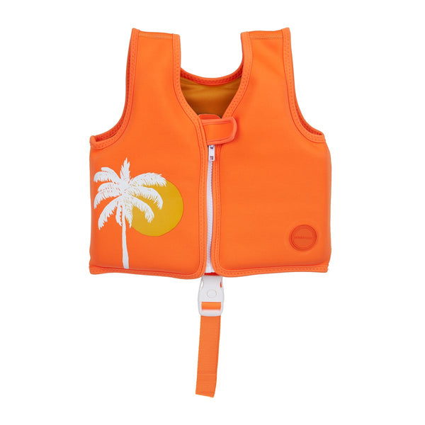 Otroški plavalni jopič za učenje plavanja Sunnylife Swim Float Vest - Desert Palms Neon Pomelo (1 - 2 let)
